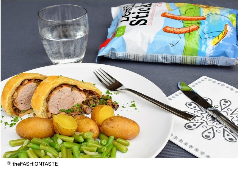 Bio Braten im Blätterteigmantel mit Bio Champignonsfüllung à la Natural Crunchy
